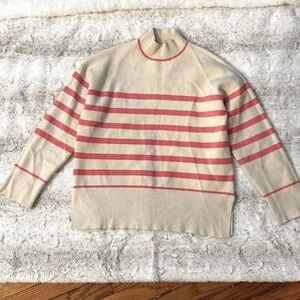 Tahari Striped Mock Turtleneck Sweater Medium